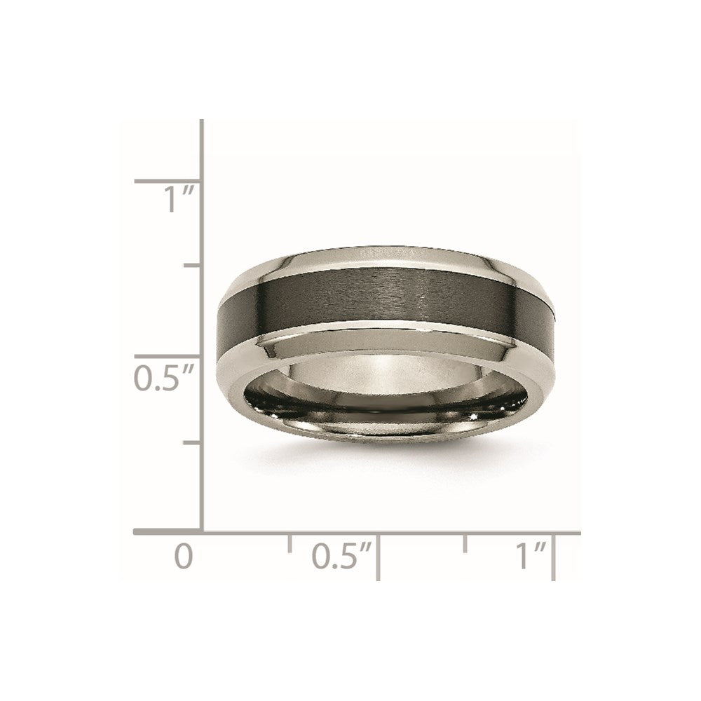 Titanium Polished w/Black Ceramic Center 8mm Beveled Band