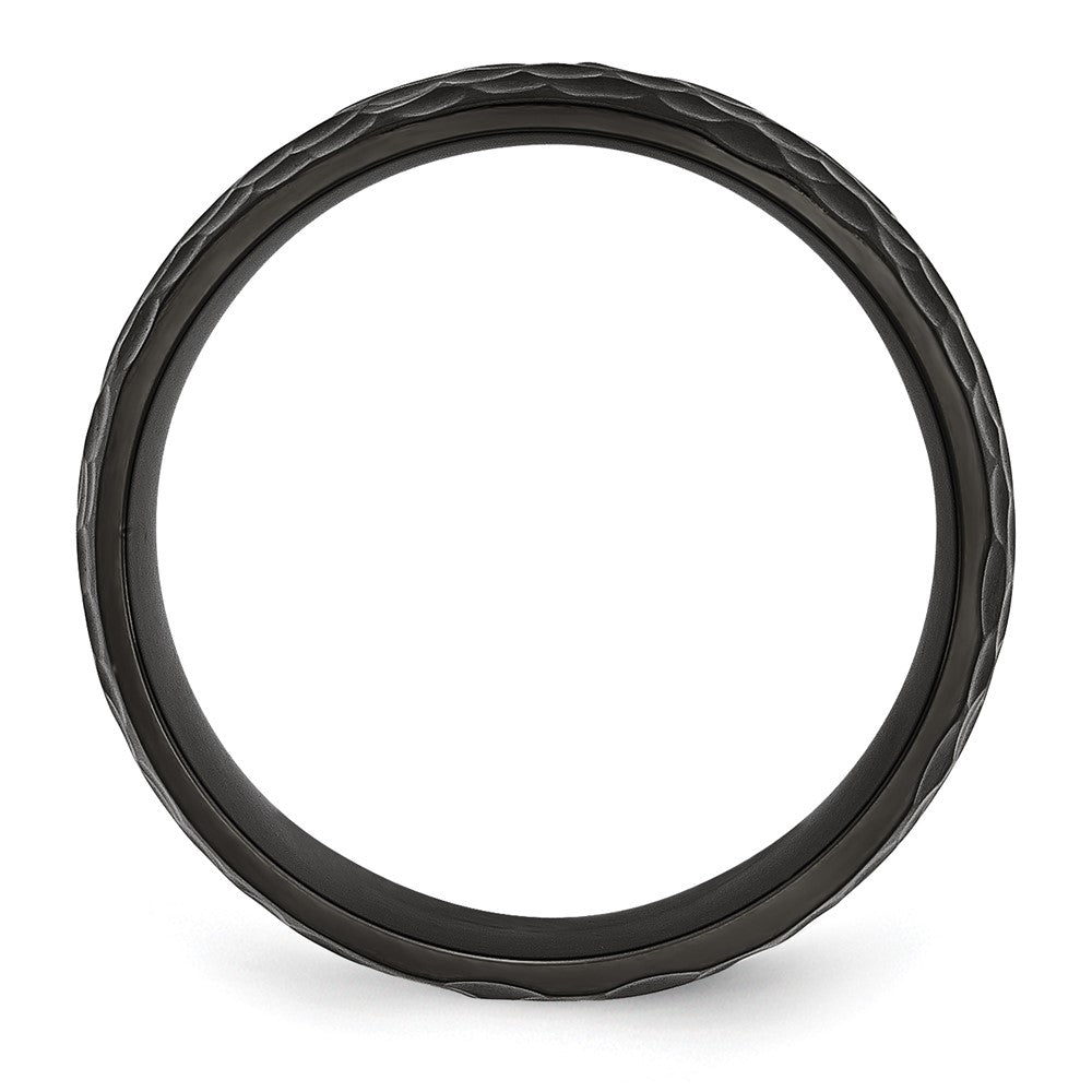 Titanium Brushed and Polished Hammered Black IP-plated 8mm Band
