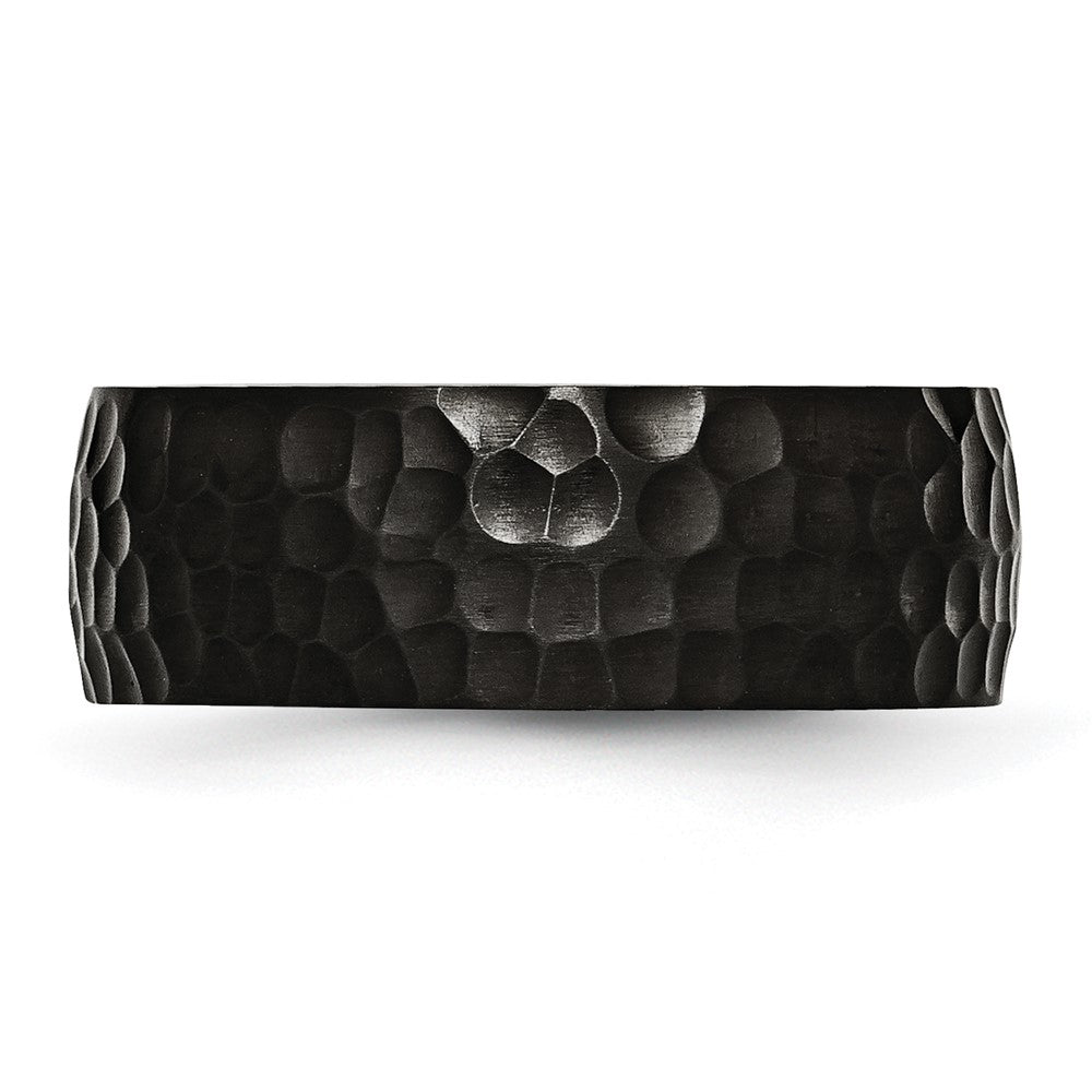 Titanium Brushed and Polished Hammered Black IP-plated 8mm Band