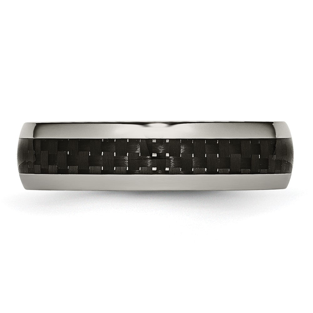 Titanium Polished w/Black Carbon Fiber Inlay 6mm Band