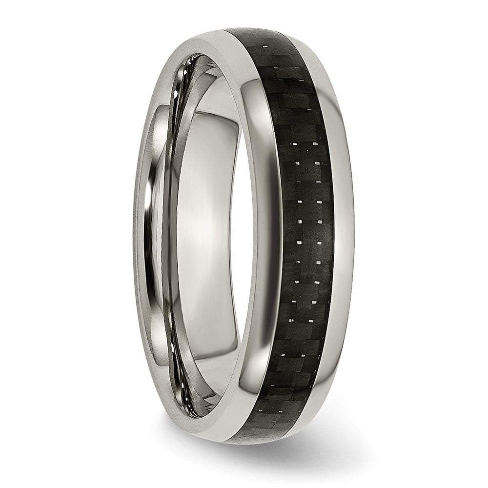 Titanium Polished w/Black Carbon Fiber Inlay 6mm Band