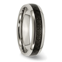 Titanium Polished w/Black Carbon Fiber Inlay 6mm Band