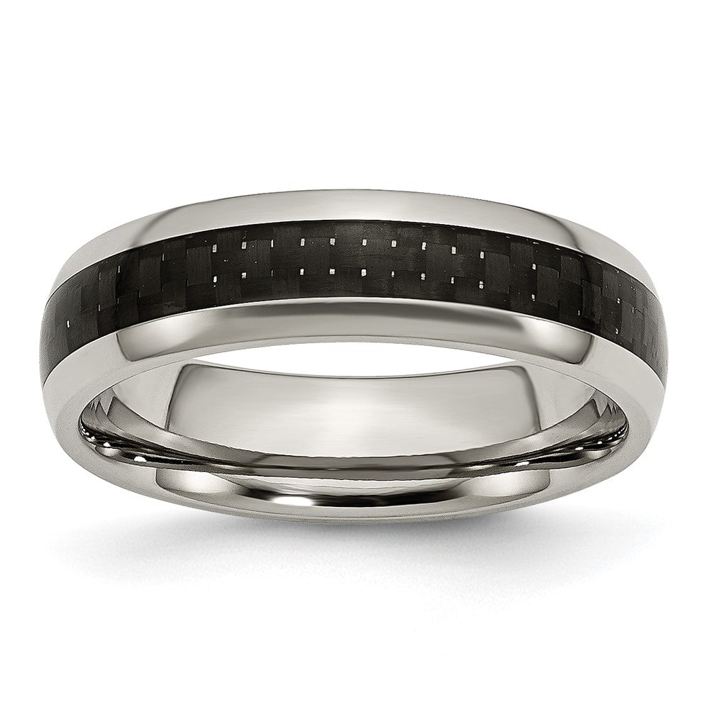 Titanium Polished w/Black Carbon Fiber Inlay 6mm Band