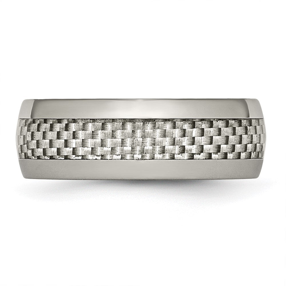 Titanium Polished w/Grey Carbon Fiber Inlay 8mm Band