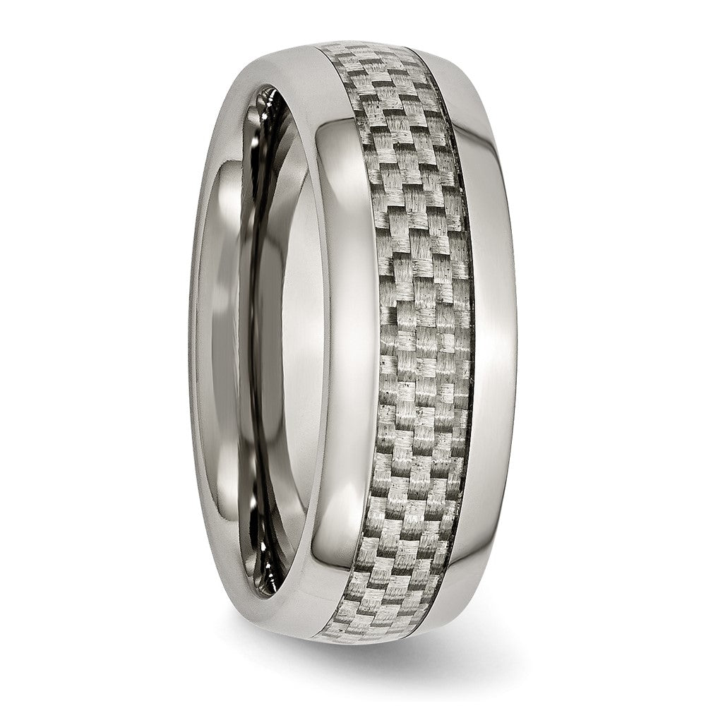 Titanium Polished w/Grey Carbon Fiber Inlay 8mm Band