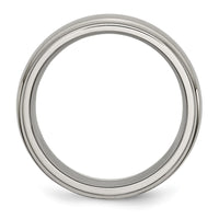 Titanium Brushed Center 8mm Ridged Edge Band