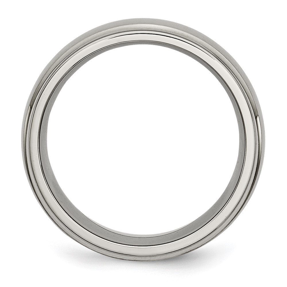 Titanium Brushed Center 8mm Ridged Edge Band