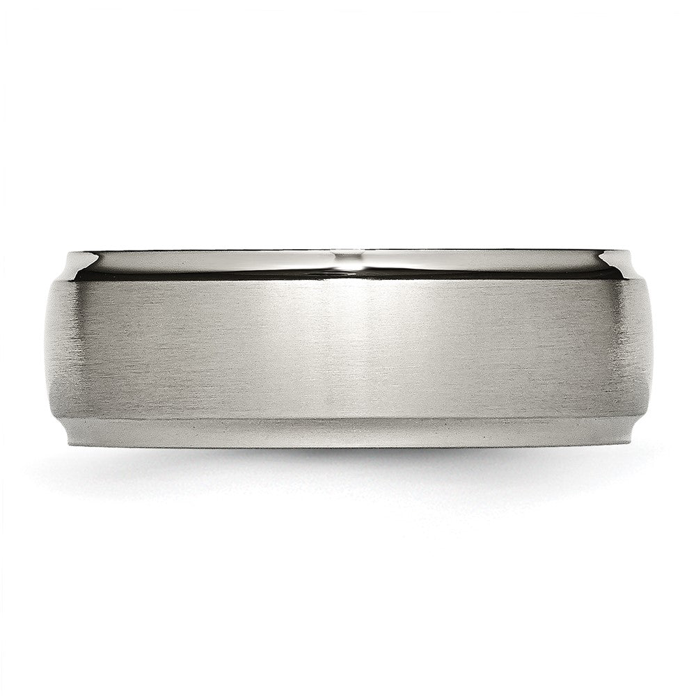 Titanium Brushed Center 8mm Ridged Edge Band