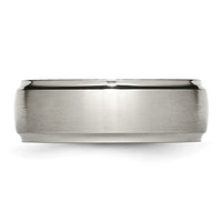 Titanium Brushed Center 8mm Ridged Edge Band