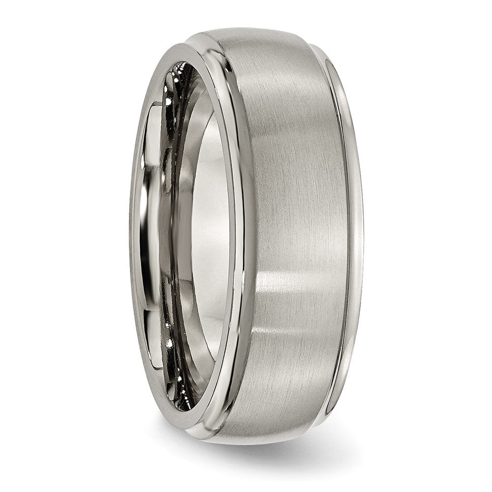 Titanium Brushed Center 8mm Ridged Edge Band