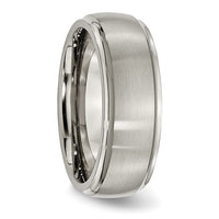 Titanium Brushed Center 8mm Ridged Edge Band