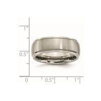 Titanium Brushed Center 8mm Ridged Edge Band