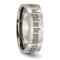 Titanium Polished Serenity Prayer Laser Design 8mm Flat Band
