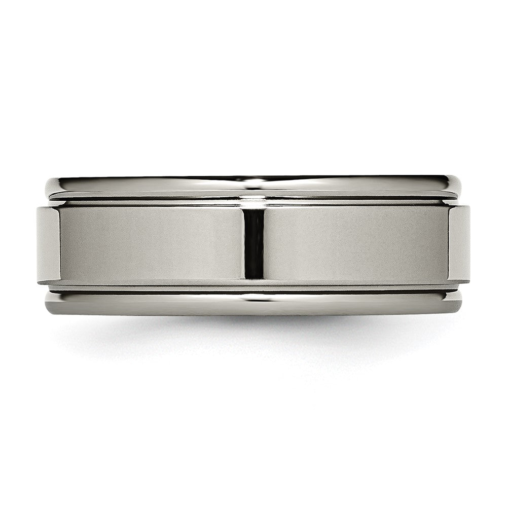Titanium Polished 8mm Grooved Edge Band