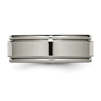 Titanium Polished 8mm Grooved Edge Band