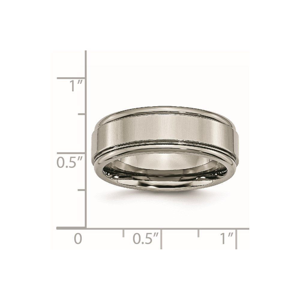 Titanium Polished 8mm Grooved Edge Band