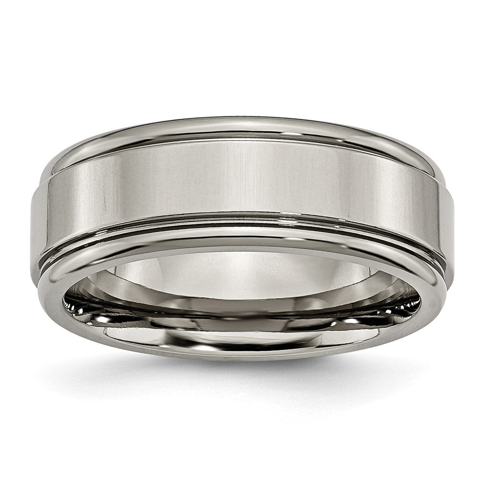 Titanium Polished 8mm Grooved Edge Band