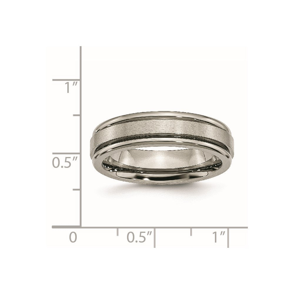 Titanium Satin and Polished 6mm Grooved Edge Band