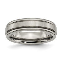 Titanium Satin and Polished 6mm Grooved Edge Band