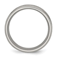 Titanium Brushed Center 8mm Ridged Edge Band