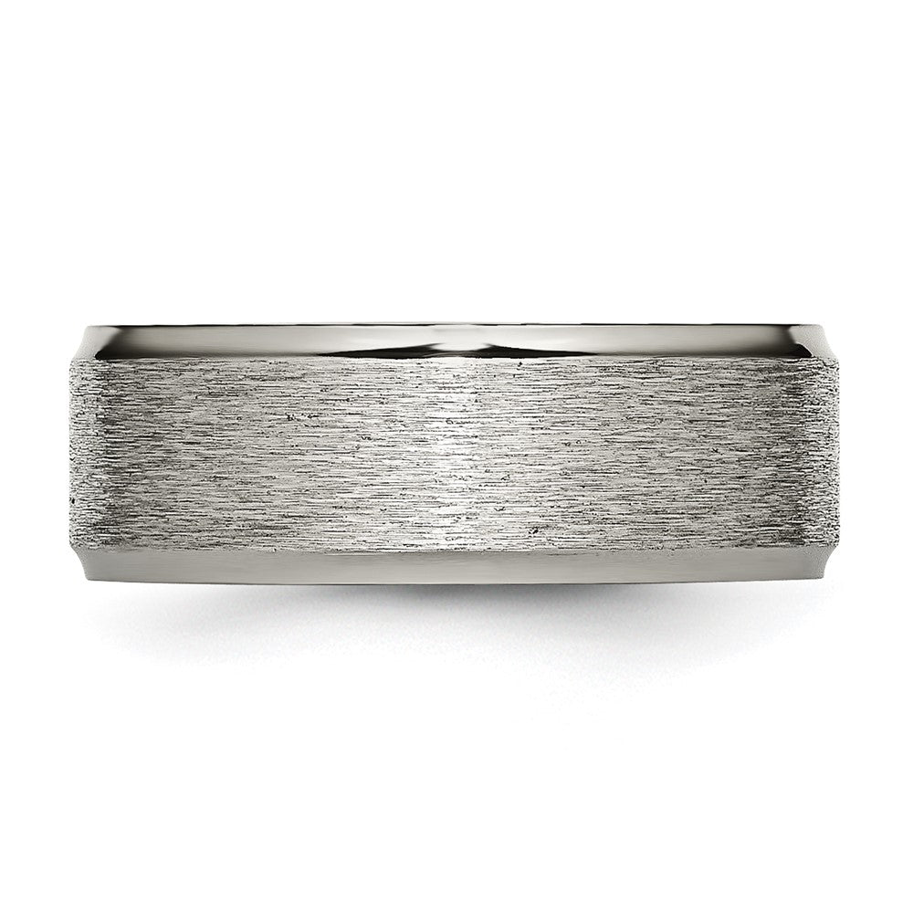 Titanium Brushed Center 8mm Ridged Edge Band