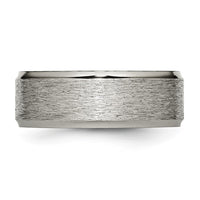 Titanium Brushed Center 8mm Ridged Edge Band