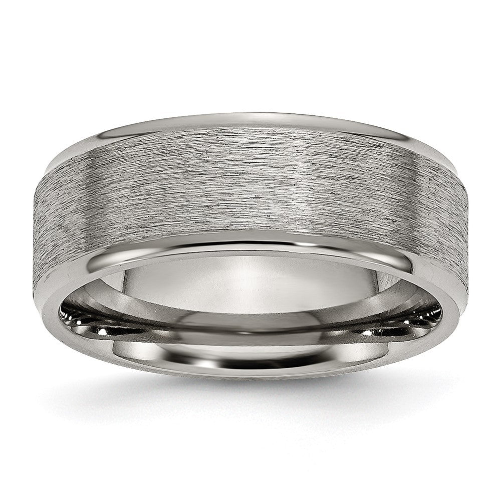 Titanium Brushed Center 8mm Ridged Edge Band