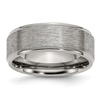 Titanium Brushed Center 8mm Ridged Edge Band