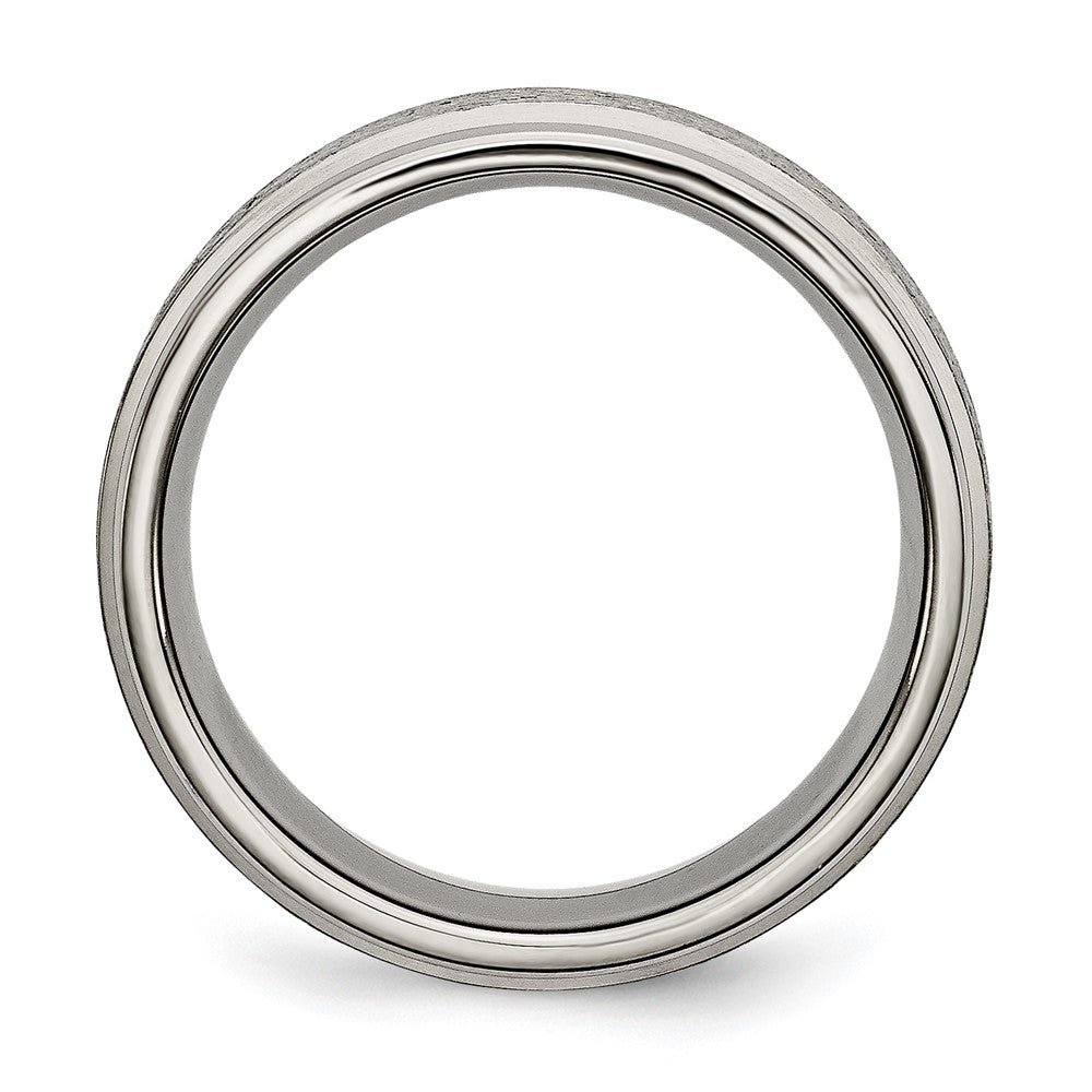 Titanium Brushed Center 8mm Ridged Edge Band