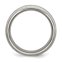 Titanium Brushed Center 8mm Ridged Edge Band