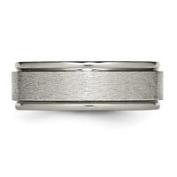 Titanium Brushed Center 8mm Ridged Edge Band