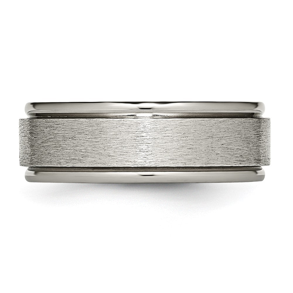 Titanium Brushed Center 8mm Ridged Edge Band