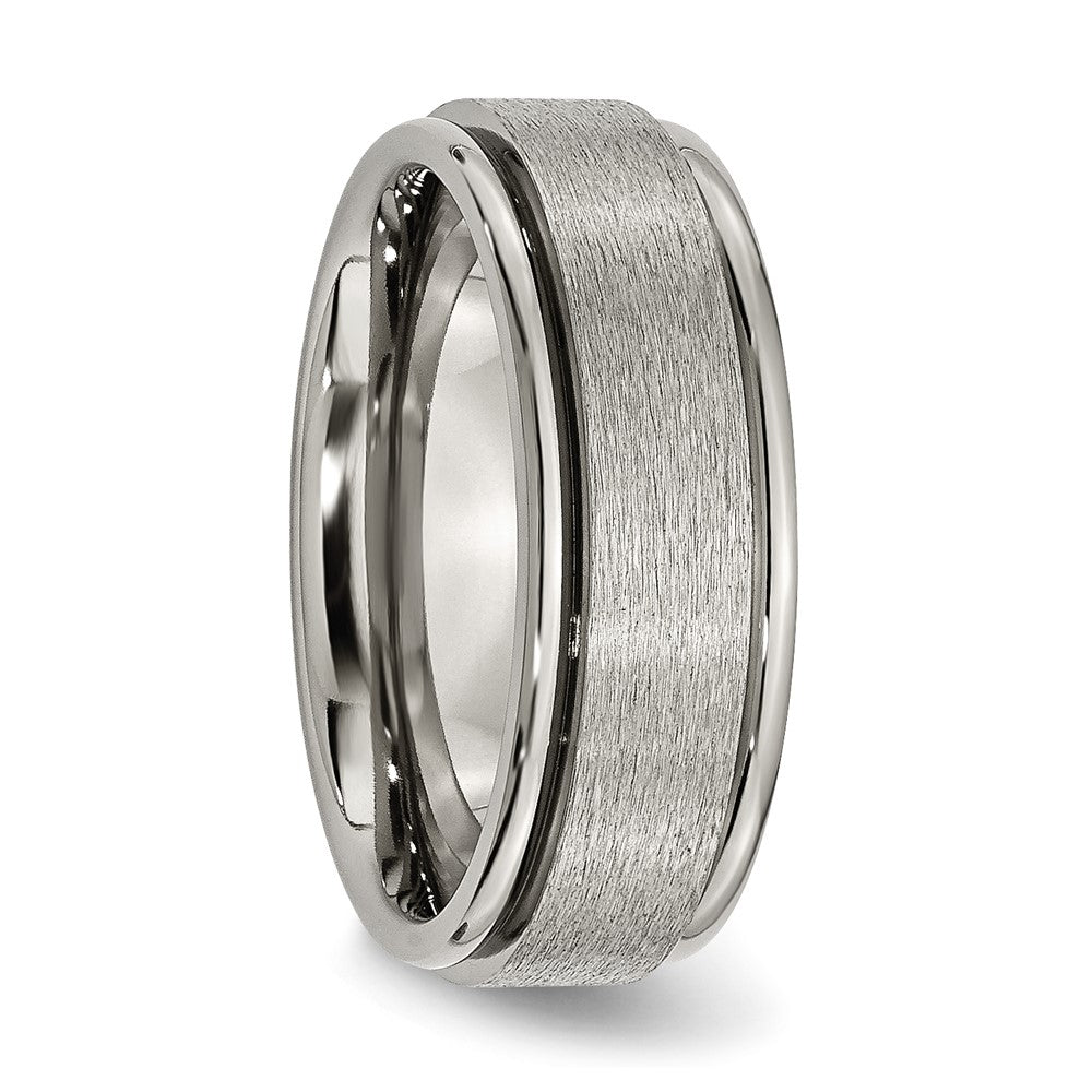 Titanium Brushed Center 8mm Ridged Edge Band