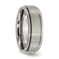 Titanium Brushed Center 8mm Ridged Edge Band