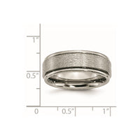 Titanium Brushed Center 8mm Ridged Edge Band