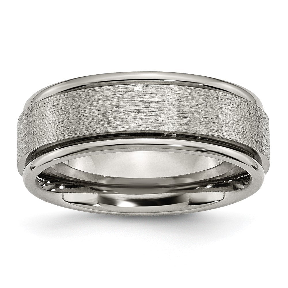 Titanium Brushed Center 8mm Ridged Edge Band