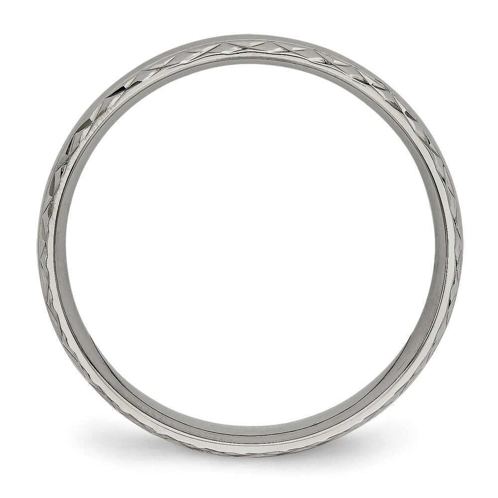 Titanium Polished Grooved 5mm Criss Cross Design Band