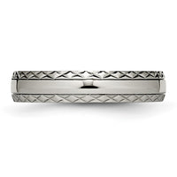Titanium Polished Grooved 5mm Criss Cross Design Band