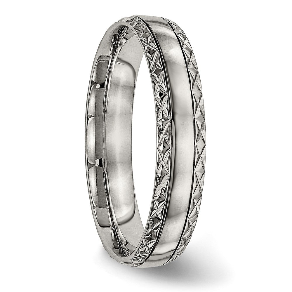 Titanium Polished Grooved 5mm Criss Cross Design Band