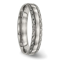 Titanium Polished Grooved 5mm Criss Cross Design Band