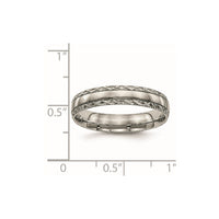 Titanium Polished Grooved 5mm Criss Cross Design Band