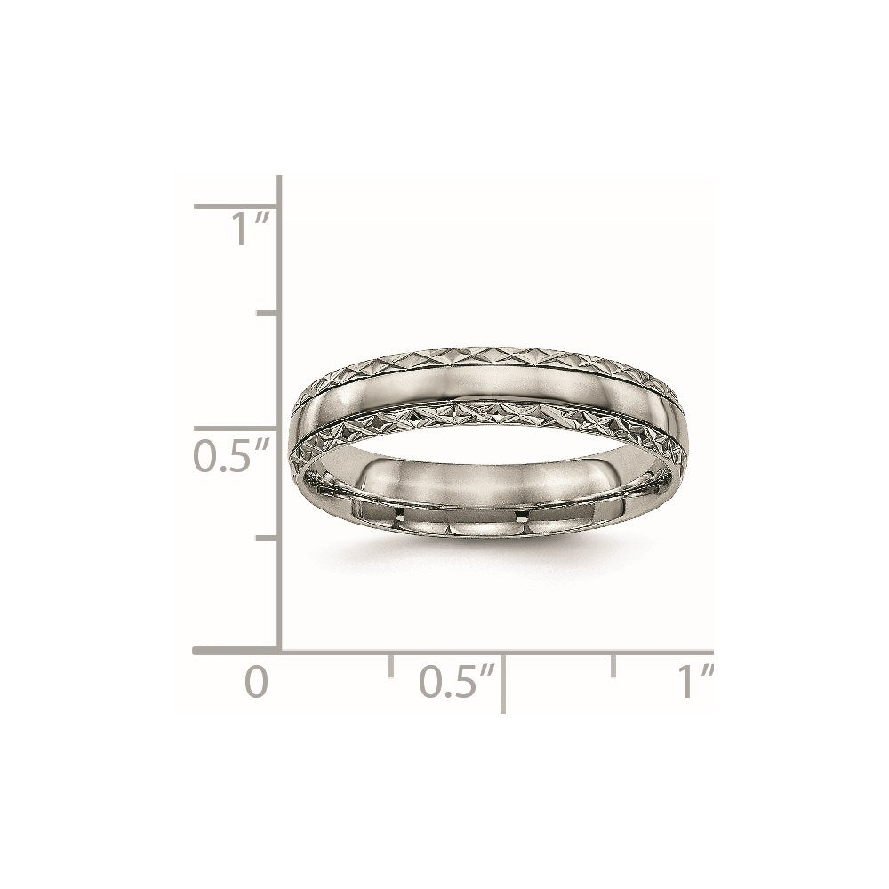 Titanium Polished Grooved 5mm Criss Cross Design Band