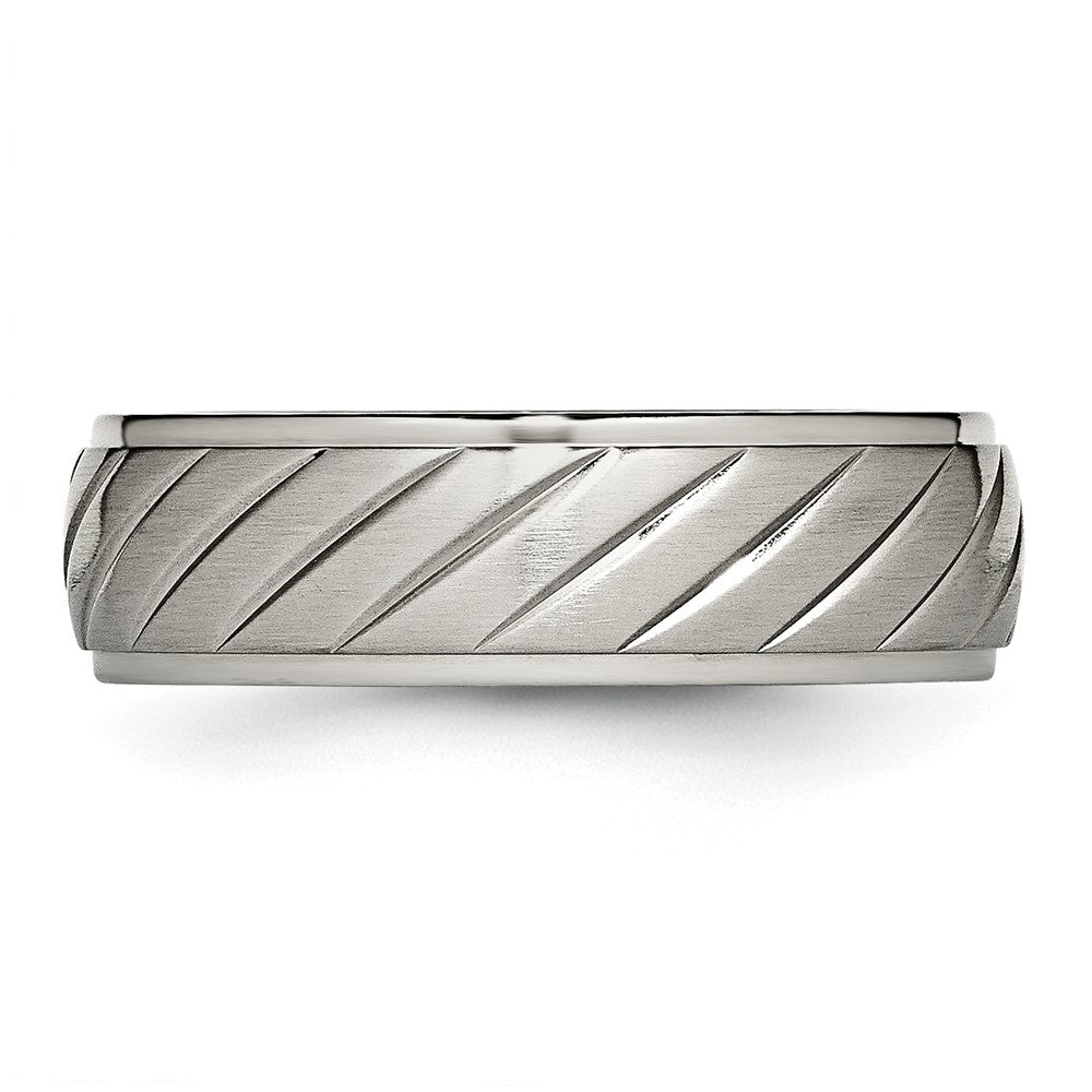 Titanium Brushed and Polished 7mm Grooved Band