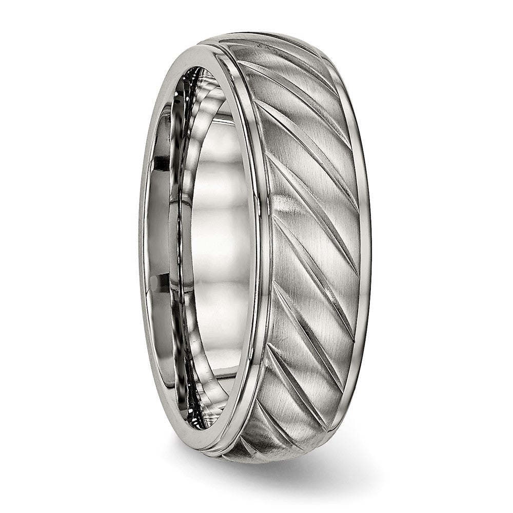 Titanium Brushed and Polished 7mm Grooved Band