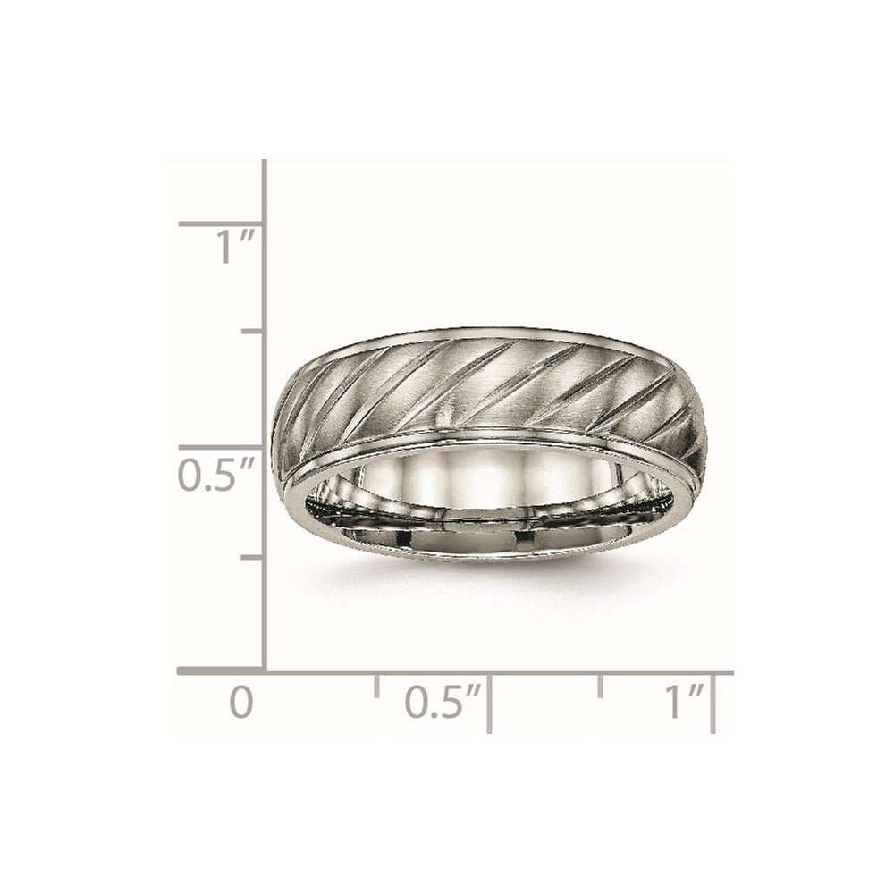 Titanium Brushed and Polished 7mm Grooved Band