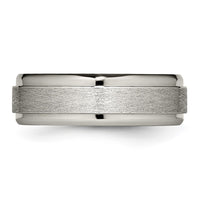 Titanium Brushed Center 7mm Ridged Edge Band