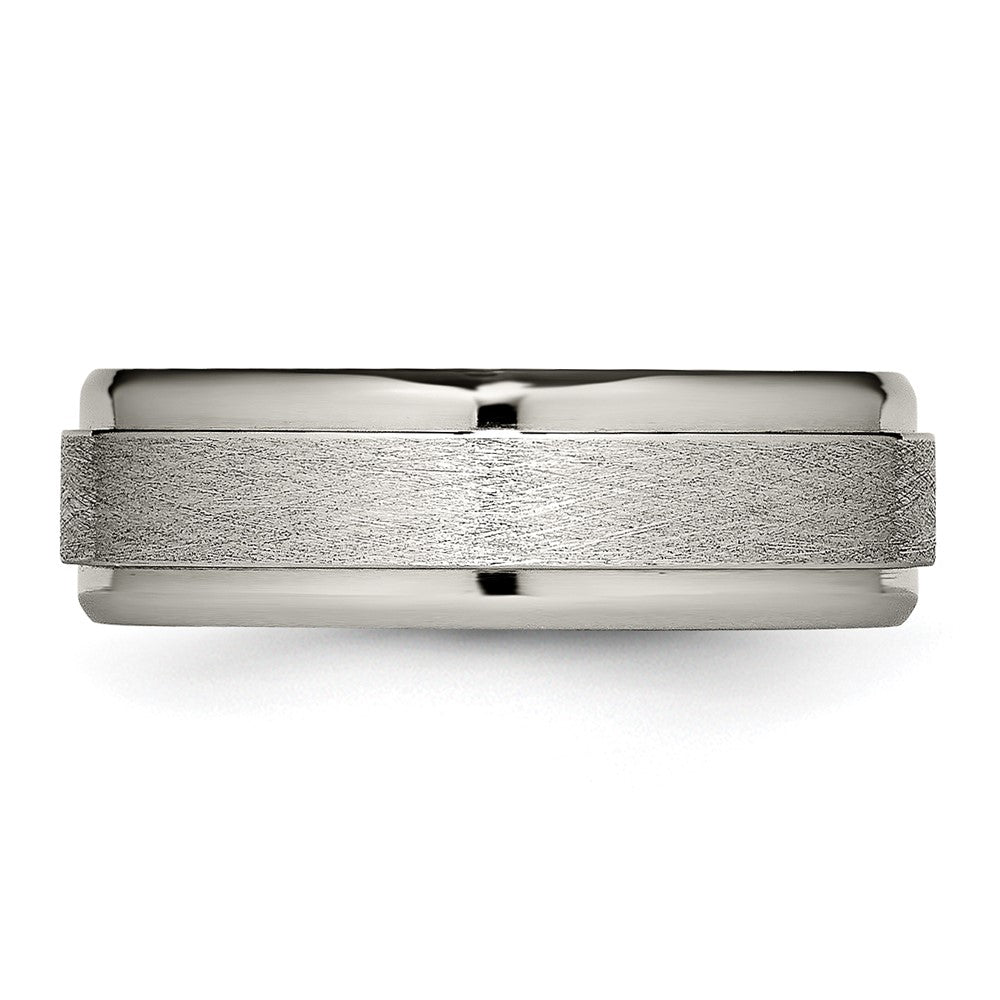 Titanium Brushed Center 7mm Ridged Edge Band