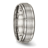Titanium Brushed Center 7mm Ridged Edge Band
