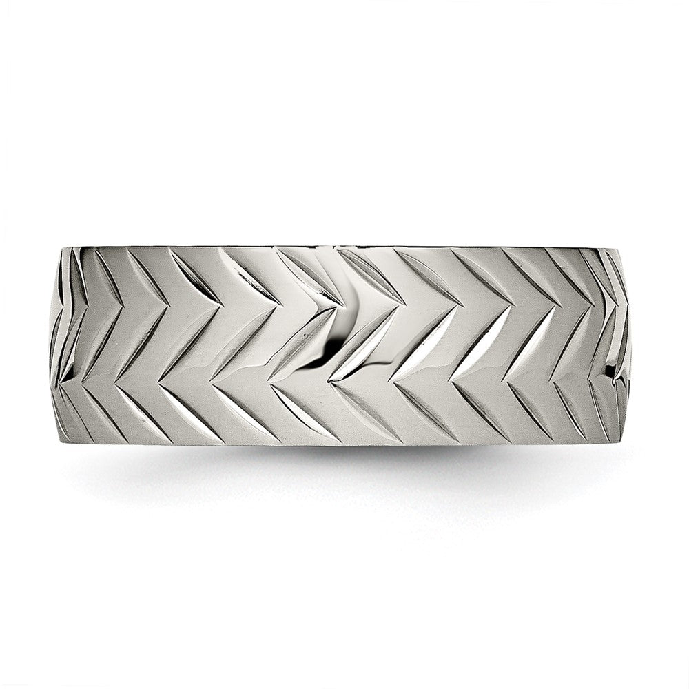 Titanium Polished Diamond Cut 8mm Band