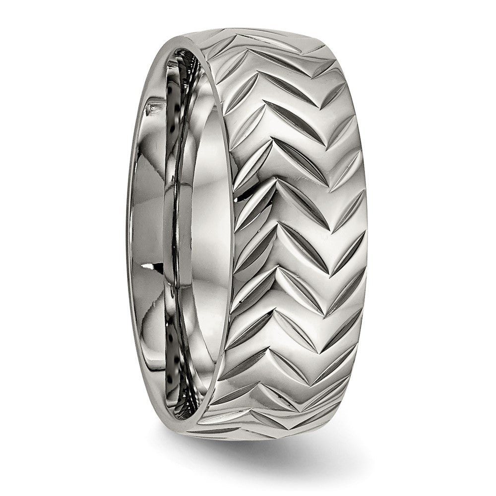 Titanium Polished Diamond Cut 8mm Band